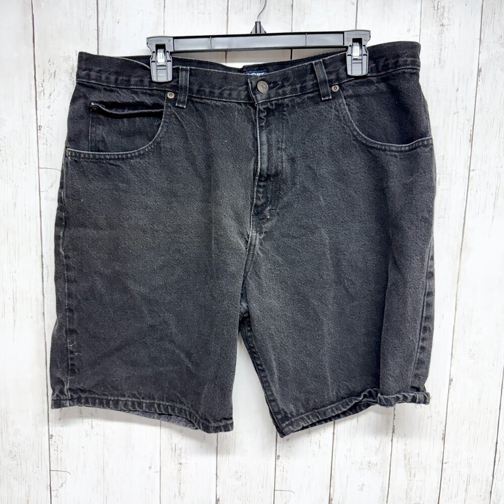 Vintage Cherokee Shorts Men Size 38 Black Cotton Denim Short Zip Fly Pockets 90s